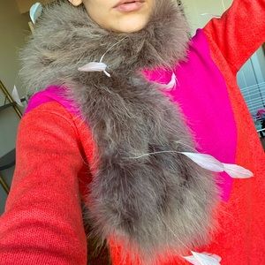 Vtg French Grey Real Feather Scarf